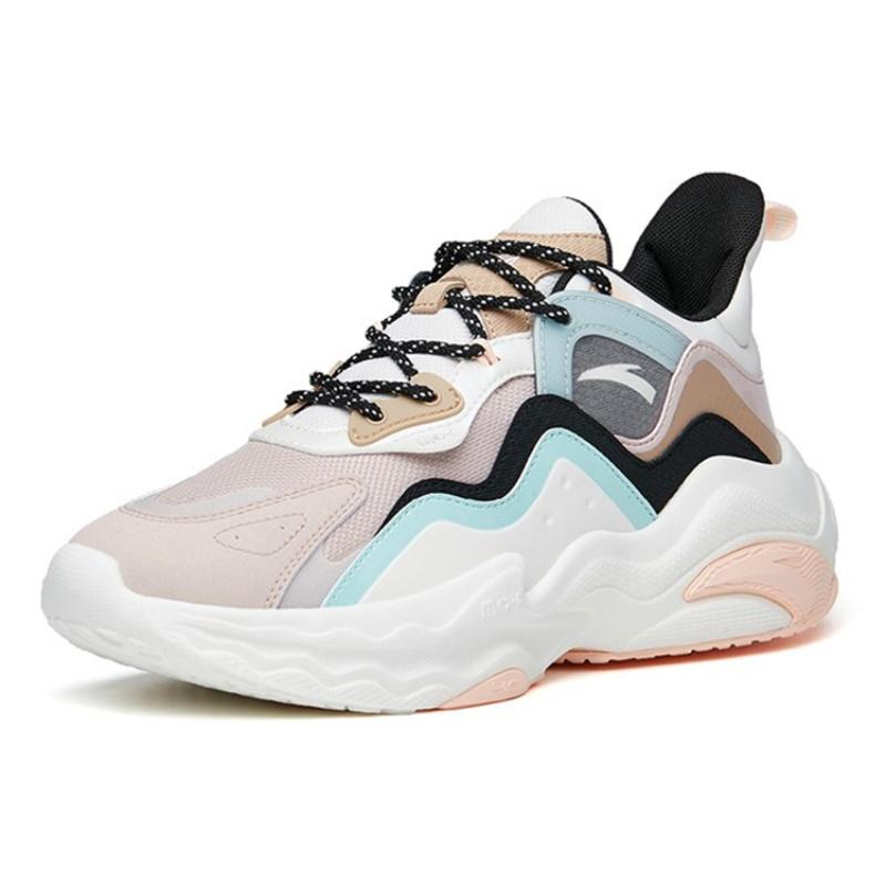 Anta Chunky Sneakers Women's Low Top Lotus Gray/Ivory White/Black Sneakers 122218812-4