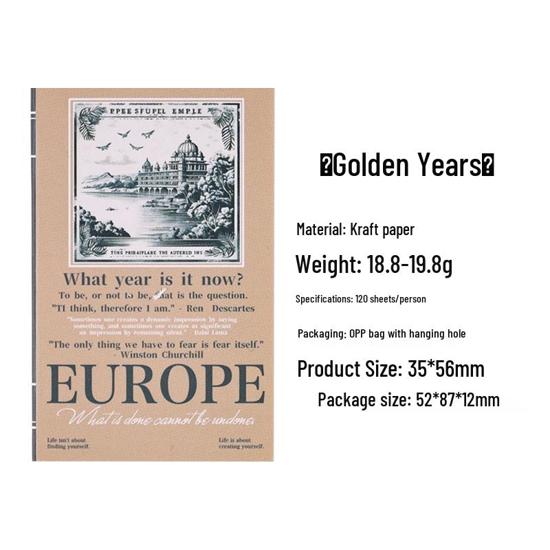 ZABC European Retro Charm 120-Sheet Kraft Paper Notebook