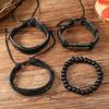 4pcs Set Handcrafted Men'S Bracelets with Cross Alloy | Faux Leather, Vintage Style, Suitable for Daily and Gift Occasions