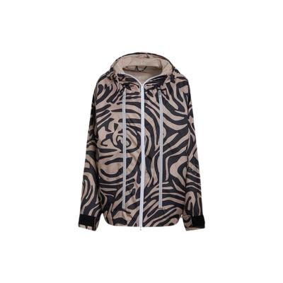 Geometrisches Muster Allover-Print Langarm Kapuzenjacke Damenjacke H59960