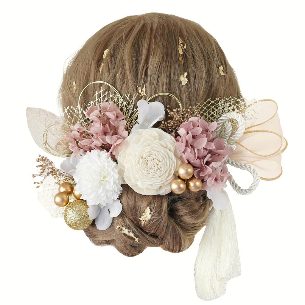 Bud Flower Hair Accessory - Natural Ribbon Tassel Dried Flower Hair Accessory - Perfect for Coming-of-Age Ceremony, Graduation Ceremony, Traditional