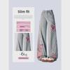 Women's Butterfly Stitch Embroidered Wide-Leg Jeans: Trendy Raw Edge Washed Spring Trousers