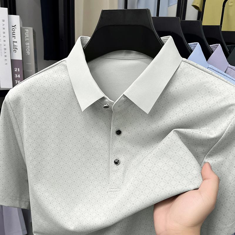 Summer Men's Middle-Aged & Young Lapel Collar Breathable Printed Fashion Casual Short Sleeve T-Shirt Polo Shirt