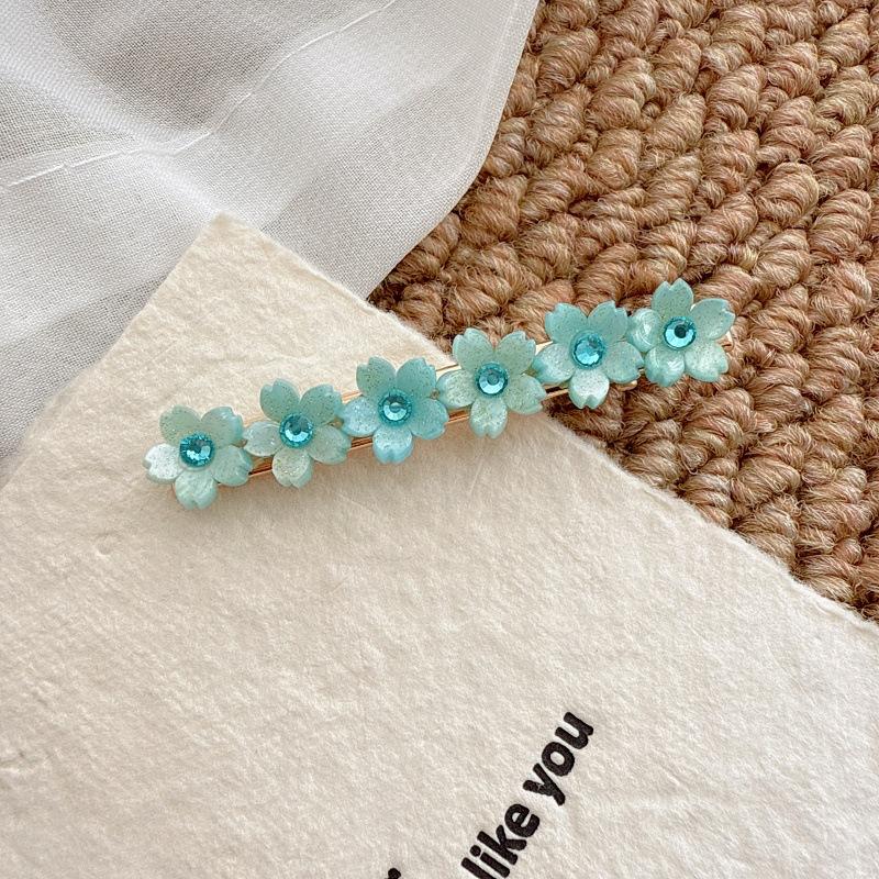 New Model Sweet Style Small Flower Diamond-Encrusted Side Hairpin, Fresh and Simple Hair Clip, High Quality