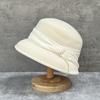 Französische Eleganz Woll-Zylinderhut Damen Herbst und Winter Hepburn-Stil Leichter Garnkleiner Beckenhut Retro Eimerhut Japanisch
