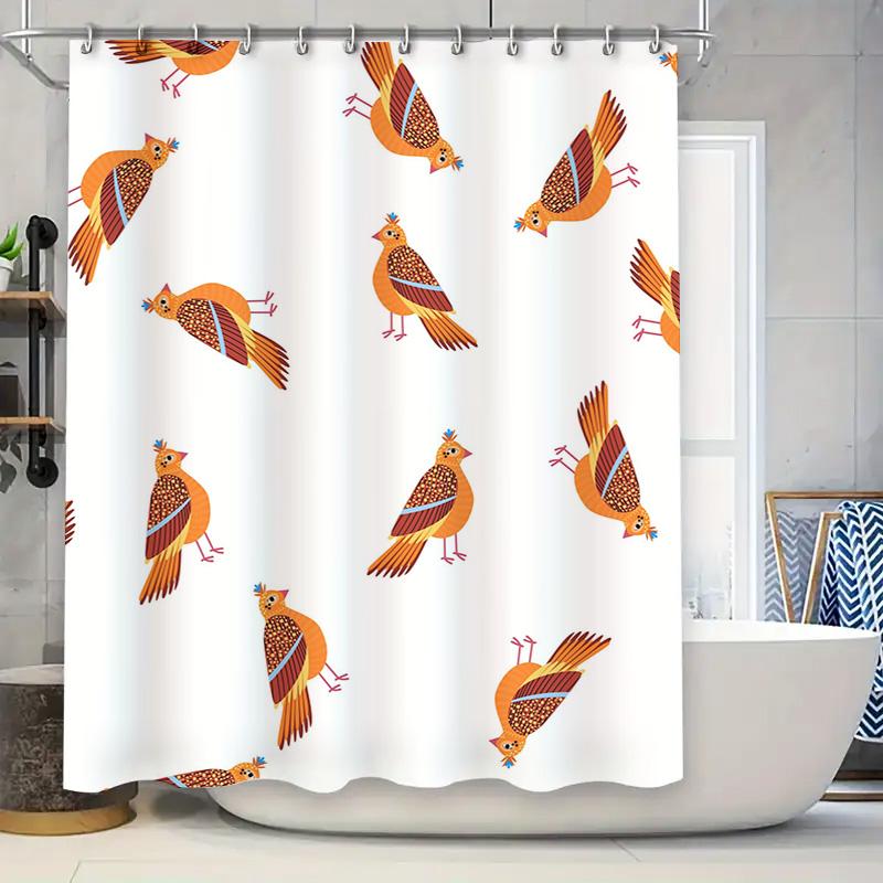 Fashion Bathroom Shower Curtain Set Colorful Chicken Print Waterproof Fabric Decorative Home Decoration