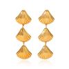 18K Gold Shell Starfish Earrings - European & American Ocean Style, Versatile Colorfast Stainless Steel