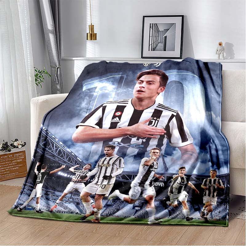 Juventus Football Club Black Gold Vertical Stripe J Logo Flannel Blanket Soft Warm Lightweight Sports Fan Washable Throw Blanket Bedroom Sofa Decor