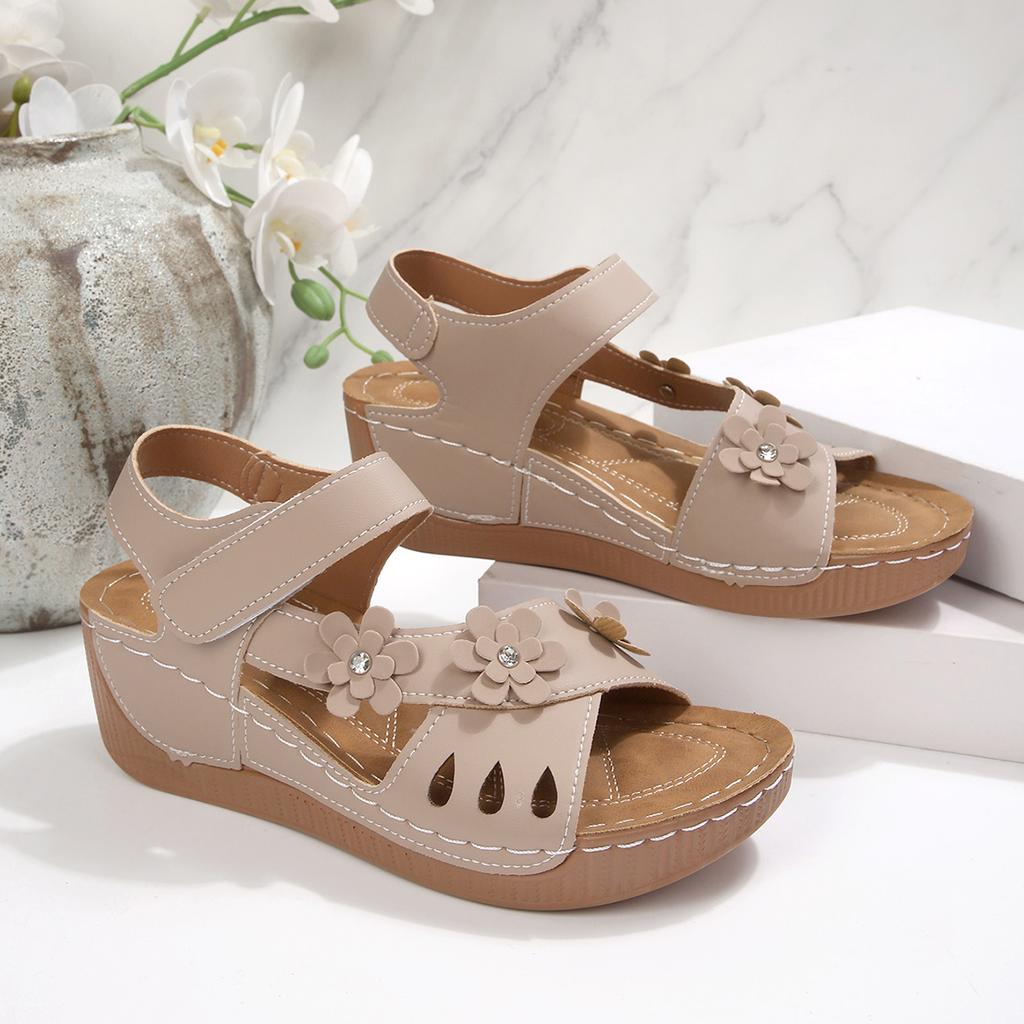 Women's Flower Wedge Sandals 2026 Summer Platform Sandals Chunky Heel Open Toe Beach Shoes Casual Outdoor Sandals