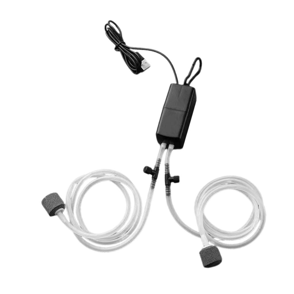 Pompa Ossigeno USB per Pesci Portatile Silenziosa Doppia Uscita Pompa Ossigeno per Pesca Acquario Domestico