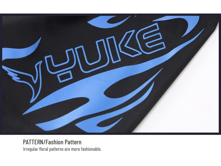 Yuke Men's Plus Size Flat Leg Swim Trunks Flame Design Shorts