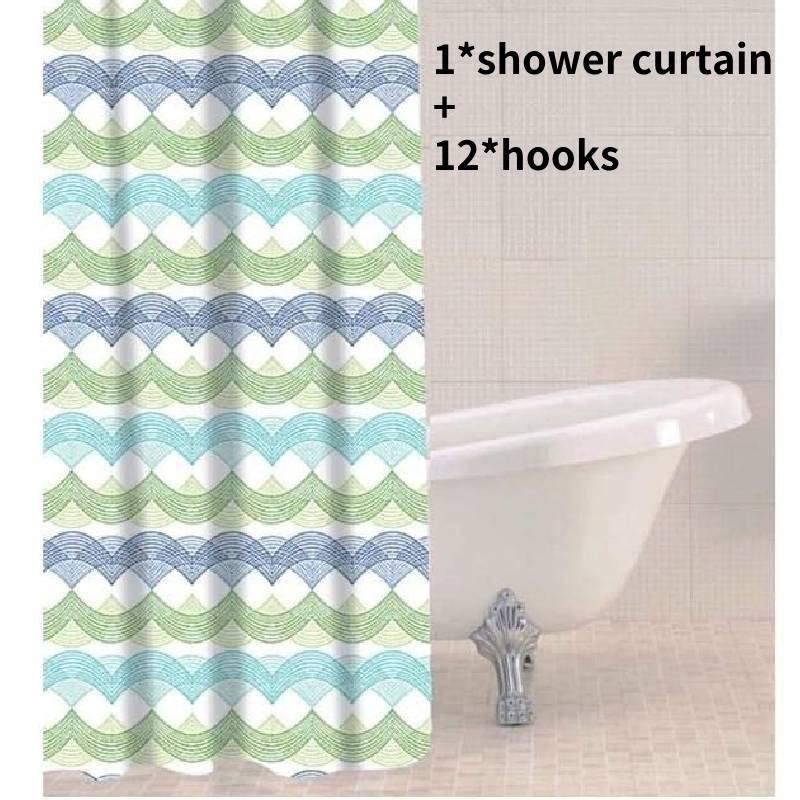 

Wave Printed Peva Shower Curtains Bathroom Bathing Tools Waterproof Fashion