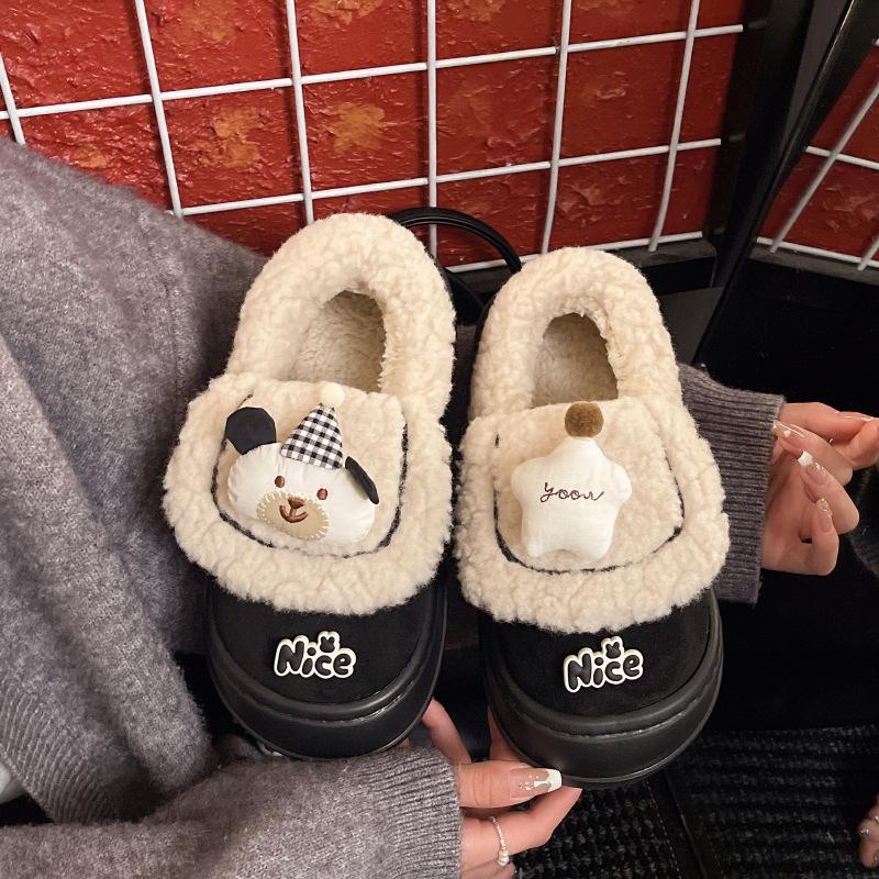 Women's Cartoon Large Size Soft Sole Winter Warm Fur One Snow Boots Padded Lined Ankle Boots Anti-slip Hiking Casual Sports Cotton Boots