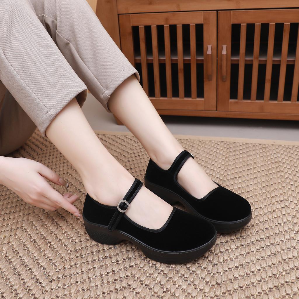 Fashion Women Fashion Sweet Light Weight Black Platform High Quality Buckle Strap Shoes Lady Casual & Retro Dance Flat Shoes 2025