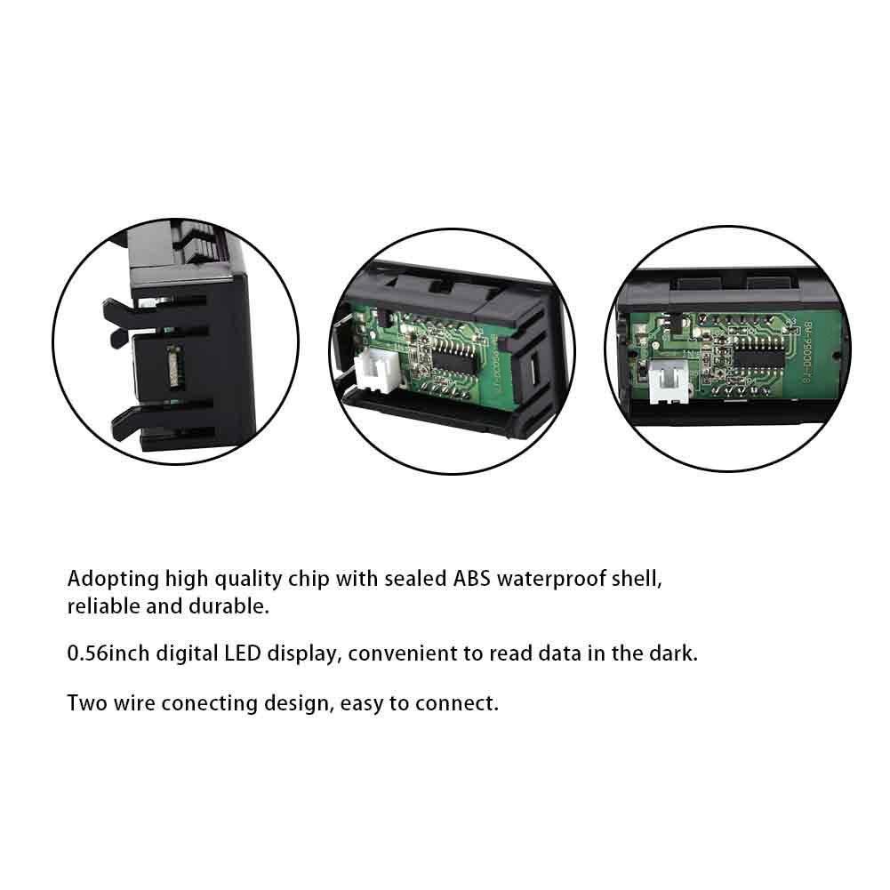 Voltage Meter, Voltmeter 0.56inch Two Wire Digital LED Display Voltage Meter for 12V 24V Battery Car (Font Backlight Color Blue)