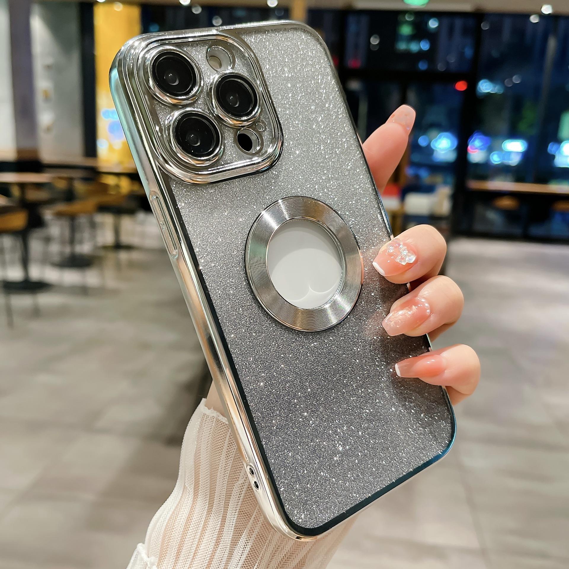 

The Apple 16 Phone Case with Gradient Glitter and Missed Label Is Suitable for Iphone15ProMax Electroplated 14 Anti-drop Protective Case 13 iPhone16 серебряный