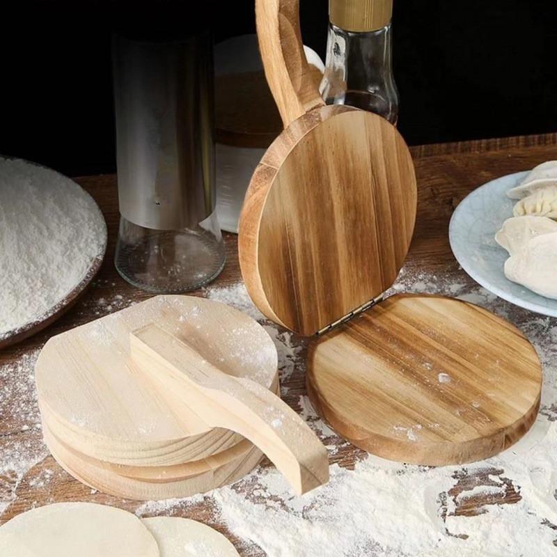 Solid Wood Dough Press Tool Quick Easy Dumpling Skin Presser Home Dumpling Wrapper Skin Making Mold Kitchen Pastry Baking Tools