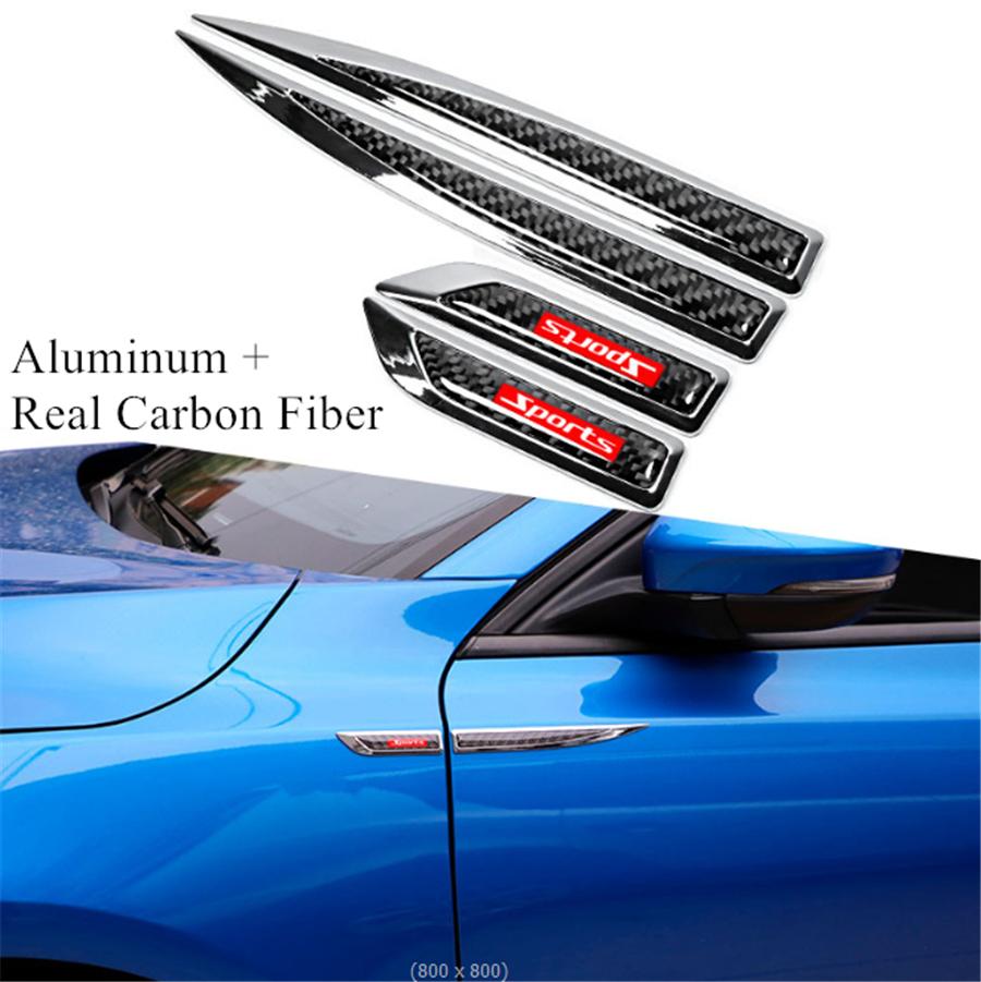 

Pair Aluminium+Carbon Fiber Car Side Fender Trim Decoration Sticker Decal Emblem