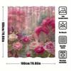 1pc Pastel Peony Bath Curtain - Serene Landscape with Pink & White Peonies, Cloud-Like Foliage & Blossoming Trees