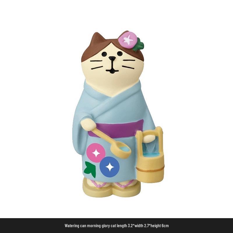 Handmade Japanese Zakka Cat Ornaments: Cute Cherry Blossom Resin Decor for Home