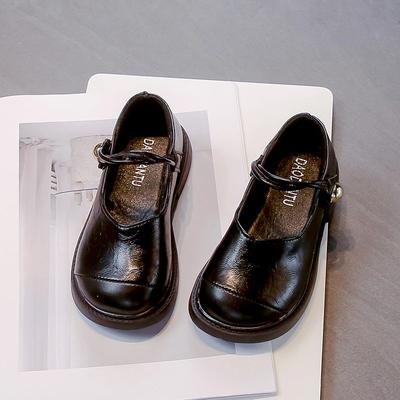 Sapatos de Couro Infantil 2024 para Meninas Outono Nova Moda Estilo Coreano Sola Macia Antiderrapante Casual Versátil Sapatos de Princesa