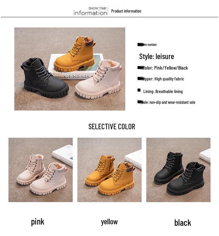 Girls' & Boys' Dr. Martens 2025 Autumn/Winter British Style Leather Ankle Boots - Trendy Children's Fashion Boots.