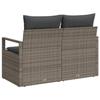 Sofa de jardin 2 places avec coussins gris en poly rotin 42006754
