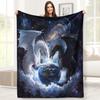 Dragon Earth Flannel Blanket – White Black Galaxy Design – Ultra-Soft Heavyweight Throw