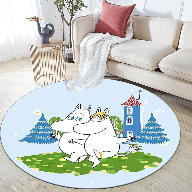 Moomin,Round Area Rug,Carpet Rug for Living Room Bedroom Sofa Playroom Decor,Non-slip Floor Mat