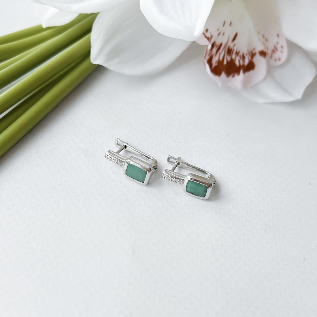 Silberohrringe mit natürlichem Smaragd 2,13 ct (2152910)