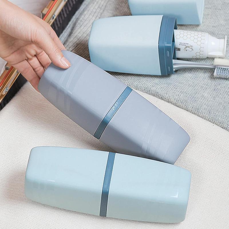 2 PCS Travel Toothbrush Case Portable Multifunctional Toothbrush Holder Toothbrushes Toothpaste Separate Storage Wash Cup for