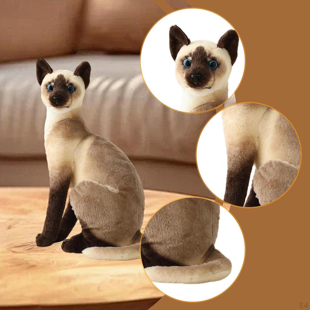 Cat Toy Stuffed Animal Decoration Figures Comfortable Simulation Kitten Lovely for Teens Bedroom