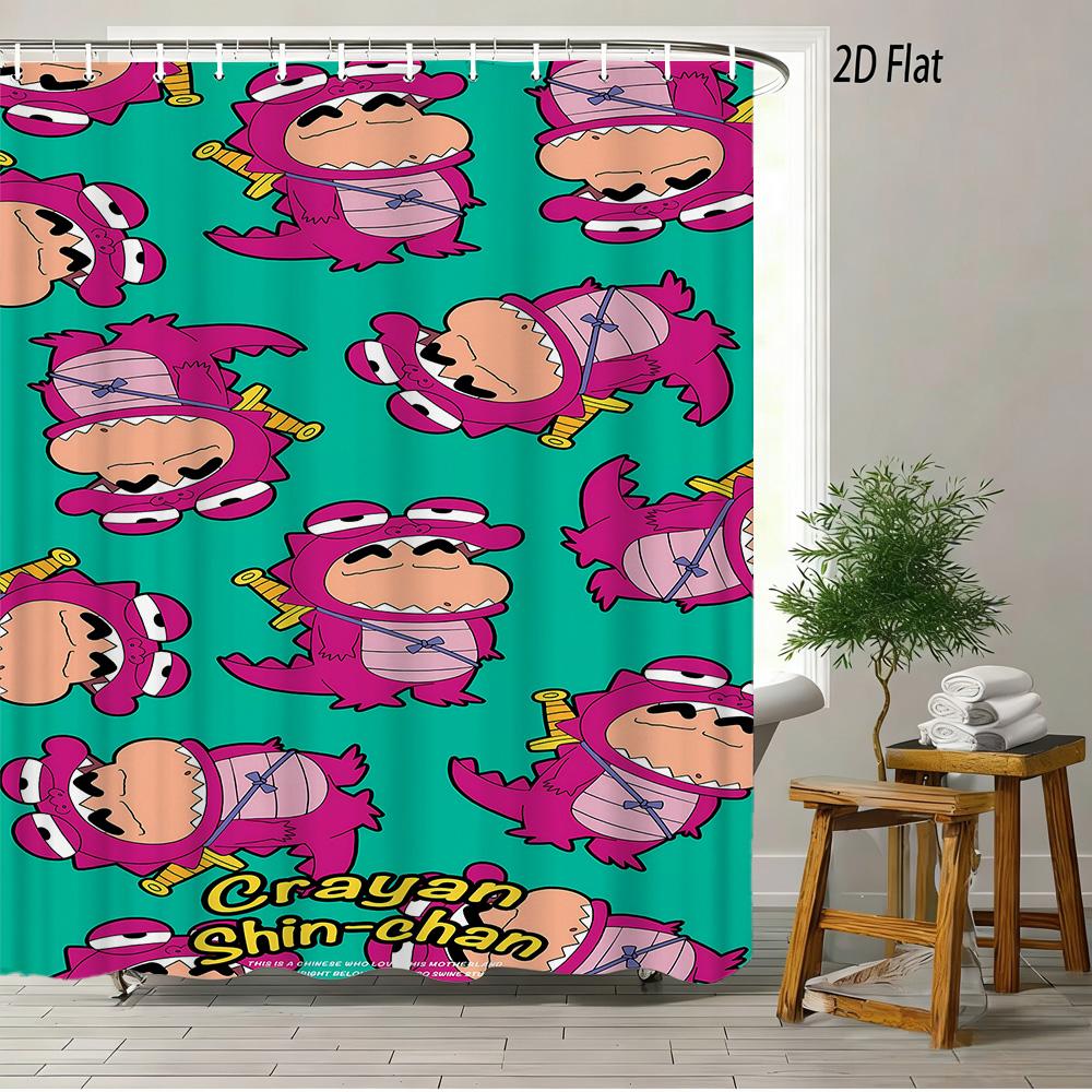 

Crayon Shin-Chan Running & Cheering On Mountain Top 2D Print Waterproof Shower Curtain, Minimalist Blue Sky Bathroom Decor With W60H190(CM)-1 Pcs