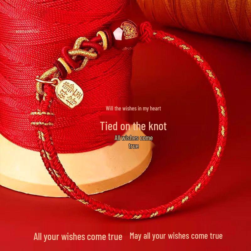 2025 Year of the Snake Red String Zodiac Bracelet with Five Paths God of Wealth Charm