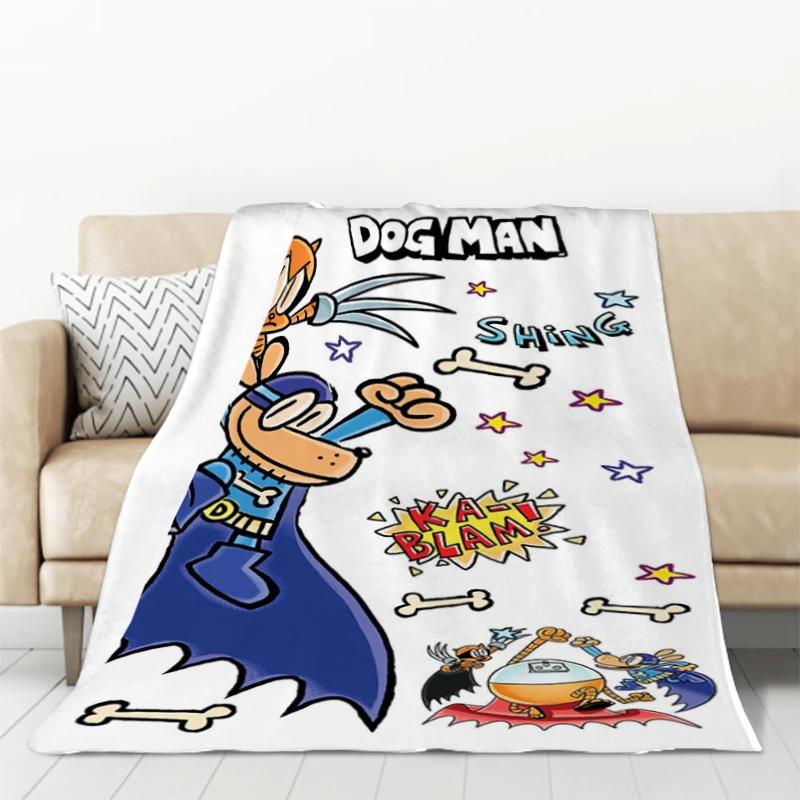 Cartoon Dogman Throw Blanket Micro Fleece AntiPilling Portable Sofa Blanket Available in Four Sizes