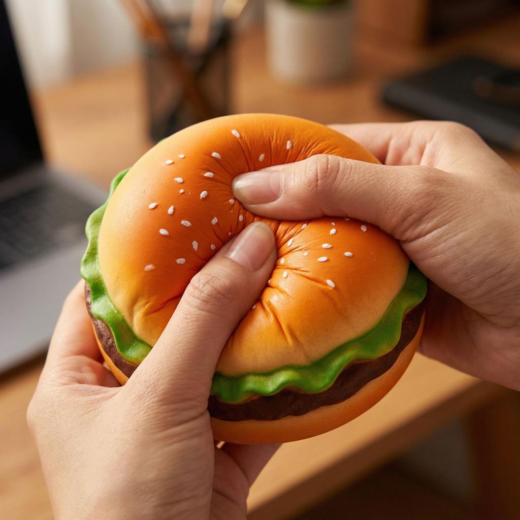 Simulated Burger Creative Stress Relief Toy Soft Rubber Squeezing  Fun