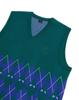 The Greencup X Le Sonnet Logo & Argyle Knit Vest Green