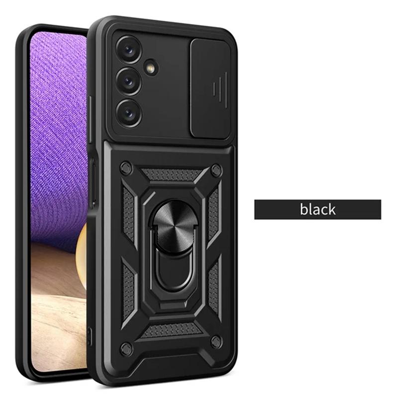

Противоударный защитный чехол с выдвижными линзами для Samsung Galaxy A54 A34 A14 A04S A53 A73 S21 S22 S23 Xiaomi Redmi Note 12 iPhone 15 14 13 12 11 Pro Max Ring Cover For Samsung Galaxy A04 чёрный