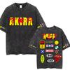 Washed Vintage Anime Akira T Shirts Japanese Science Fiction Cartoon Movie Shotaro Kaneda Tshirt Mens Manga Oversized Tshirts
