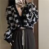 2023 Autumn Winter Women's Korean Plaid Knit Cardigan