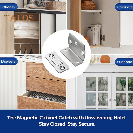 6/10/15Pcs Invisible Cabinet Door Magnet with Screw Ultra-Thin Stainless Steel No Drilling Adhesive Magnetic Drawer Closet Sliding Door Catch Latch