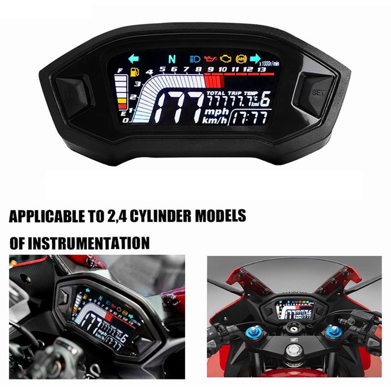 A64P-Universal Motorcycle LCD Digital Speedometer 13000RPM Backlight Digital Odemeter Tachometer For 1,2,4 Cylinder