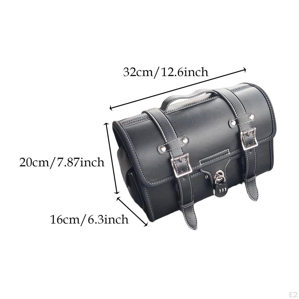 Motorcycle Tail Bag Storage with Handle Side Pockets Motorbike Sturdy Vintage Zipper Easy