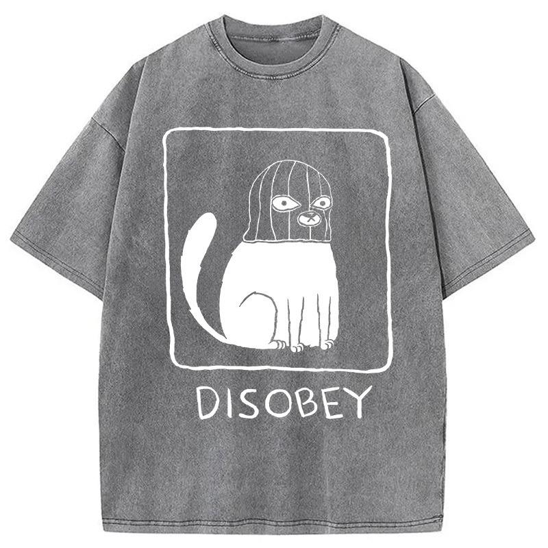 Herren Sommer Baumwolle Gewaschen Säure T-Shirt Lässig Locker Lustige Katze Bedruckt Harajuku Hiphop Koreanische Tuniken Mode Oberteile Schick