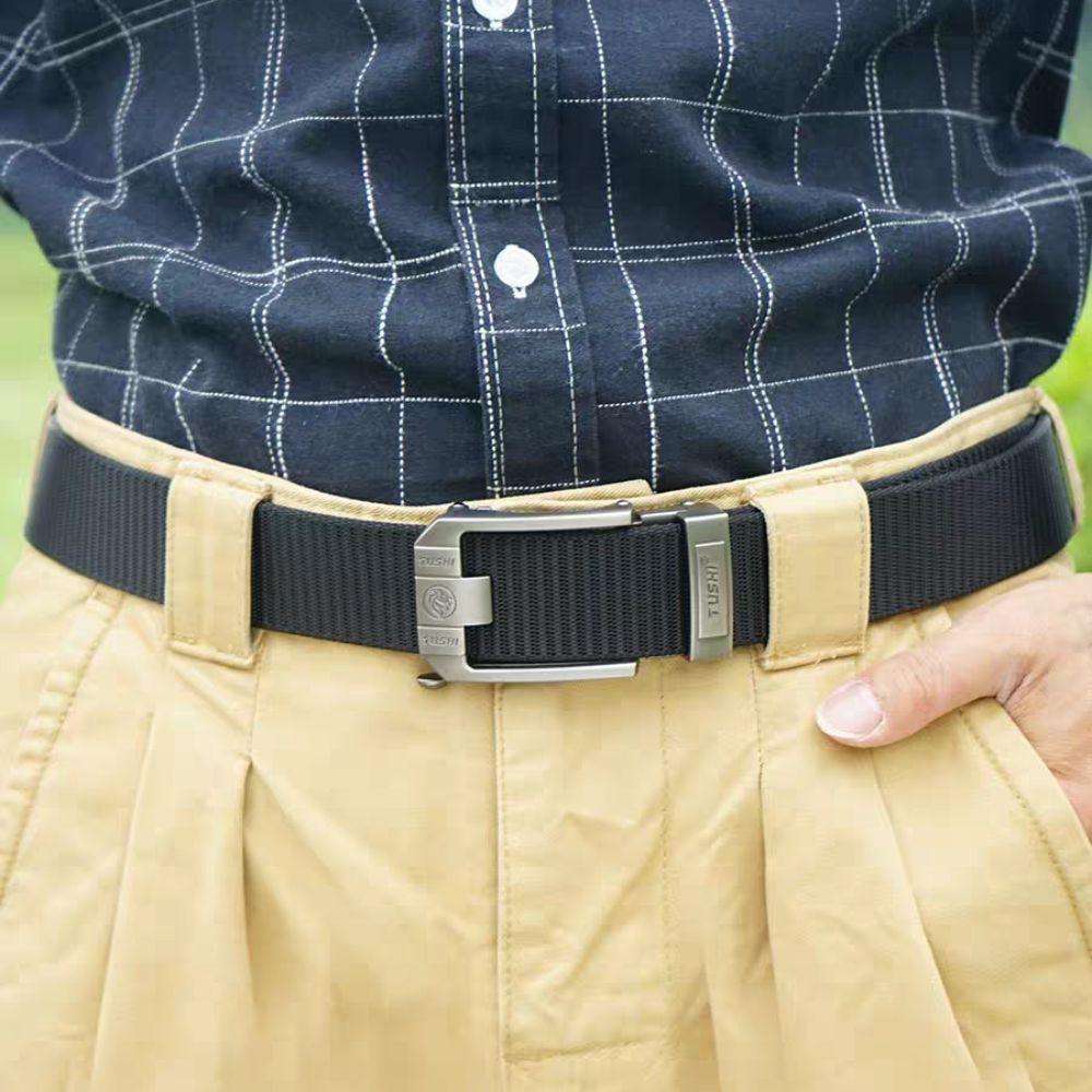 Versatile Men Nylon Zinc Zinc Alloy Belt Retro Letter Casual Belts Fashion Pin Buckle Belt  Jeans Matching
