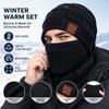 **Men Knit Beanie Visor Hat Ear Flap Warm Fleece Lined Letter Color Block Outdoor Cap**