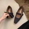 Fashion Comfort Ballet Work Shoes for Women Belt Buckle Square Toe Chunky Heel Shoes Mid-heel Daily Mary Janes Retro Buckle Brown Shoes