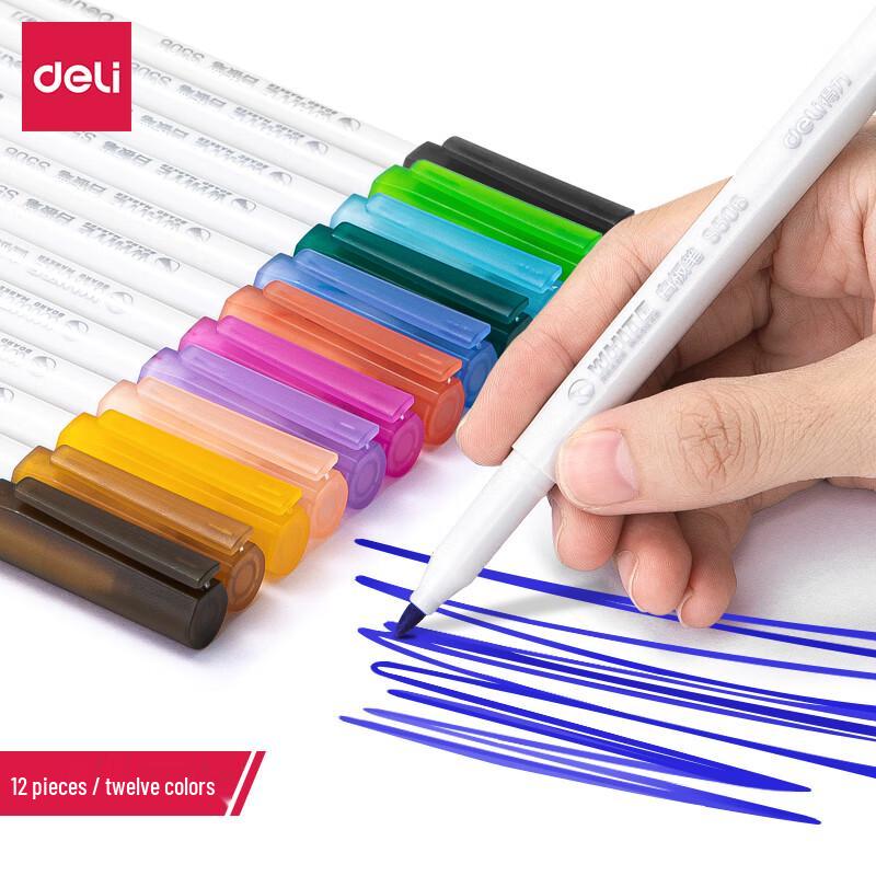 Deli S506 12-Color Dry Erase Whiteboard Markers