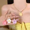 Colorful Beads Choker Necklace Adjustable Flowers Charms Jewelry Flower Pendant Necklaces  Gifts