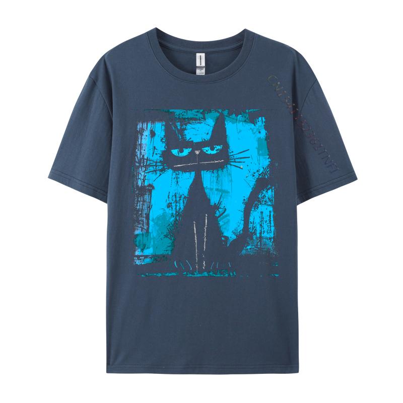 Unisex Cotton Tshirt Cat Stylish Grunge Abstract Art Design Tshiren Tops Tees Birthday T Shirt Hip Hop Top Tshirts